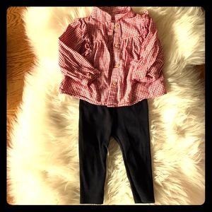 Zara Baby Gingham Shirt and Leggings - 3-6M